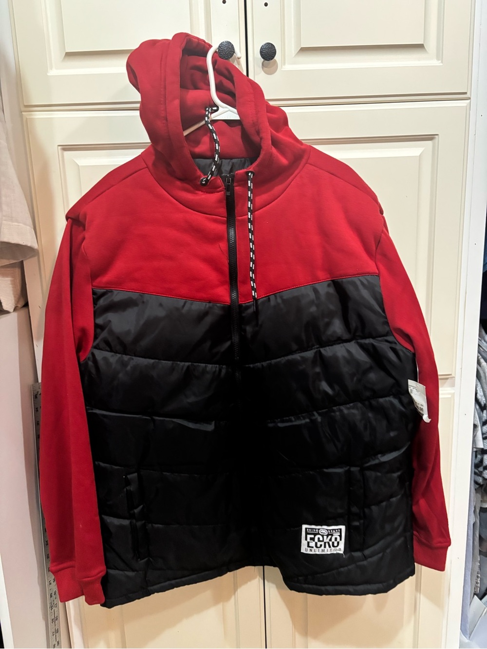Ecko Unlimited Red & Black Quilted Hooded Jacket